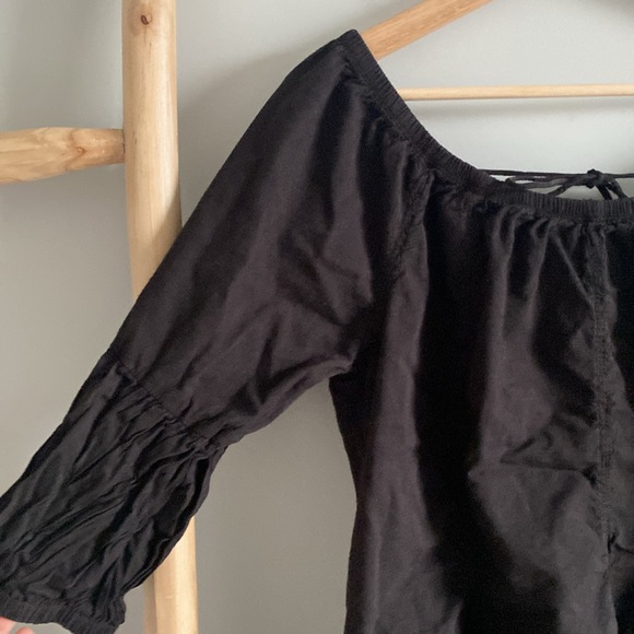 Anthropologie black flowy mini dress Sz small - Picture 3 of 8